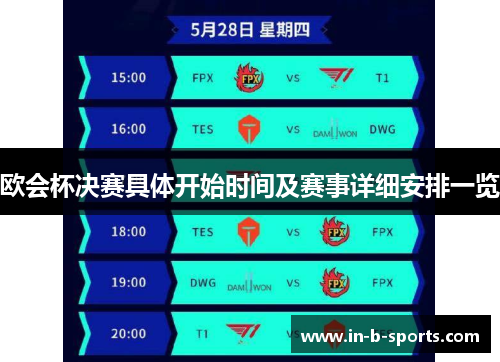 欧会杯决赛具体开始时间及赛事详细安排一览